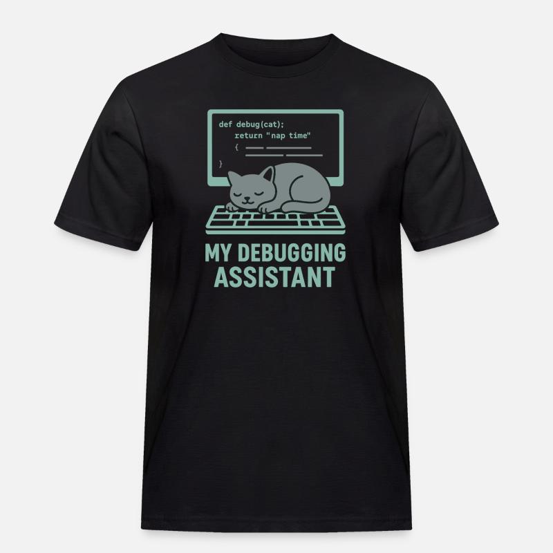 Mein Debugging Assistent Katze - Männer Workwear T-Shirt - Schwarz