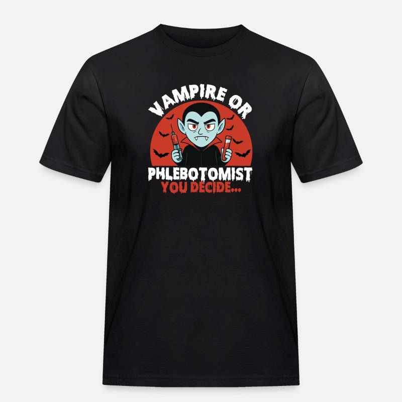 Vampir oder Phlebotomiker, du entscheidest... - Männer Workwear T-Shirt - Schwarz
