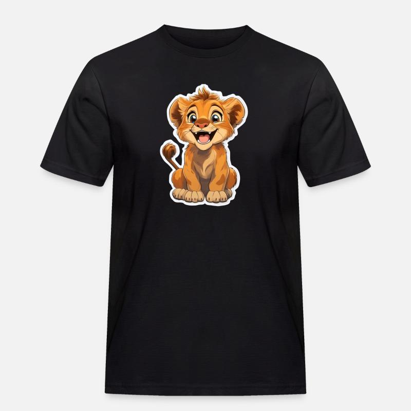 Löwe - Männer Workwear T-Shirt - Schwarz