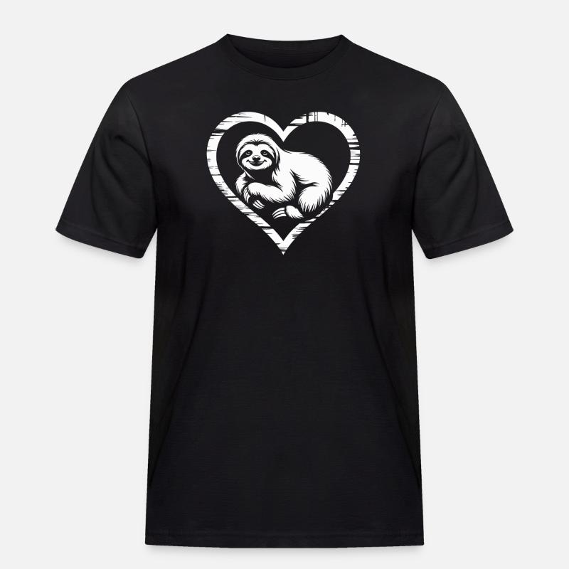Faultier - Männer Workwear T-Shirt - Schwarz