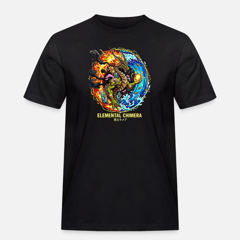 Elemental Chimera | Drache der 3 Elemente - Männer Workwear T-Shirt - Schwarz