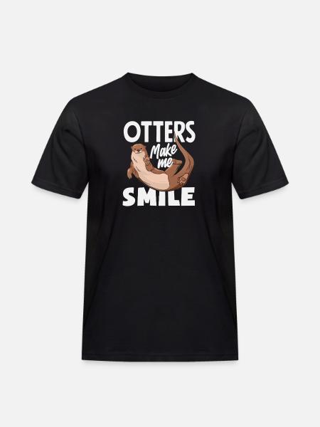 Smiling Sea Otter Cartoon - Men's Workwear T-Shirt - black