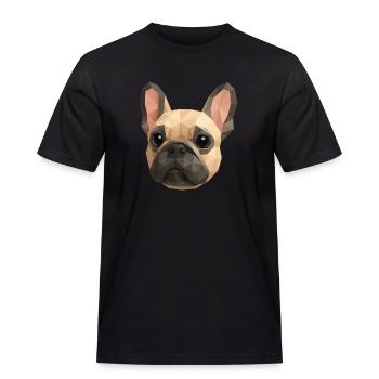 Polygone Bouledogue Français – Art Géométrique - T-shirt Workwear homme - noir - Devant - AI Model Male 178 light (178cm)