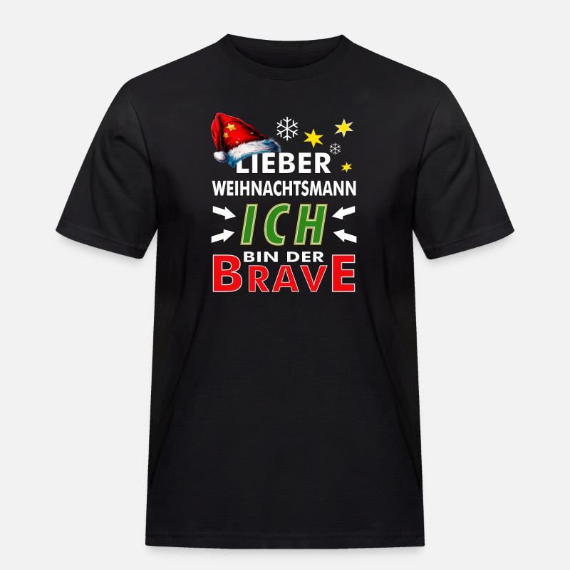 WEIHNACHTSMANN ICH BIN DER BRAVE - Männer Workwear T-Shirt - Schwarz