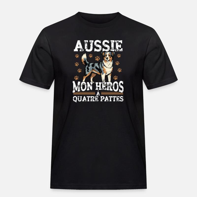 Aussie Mein Vierbeiniger Held Hund - Männer Workwear T-Shirt - Schwarz