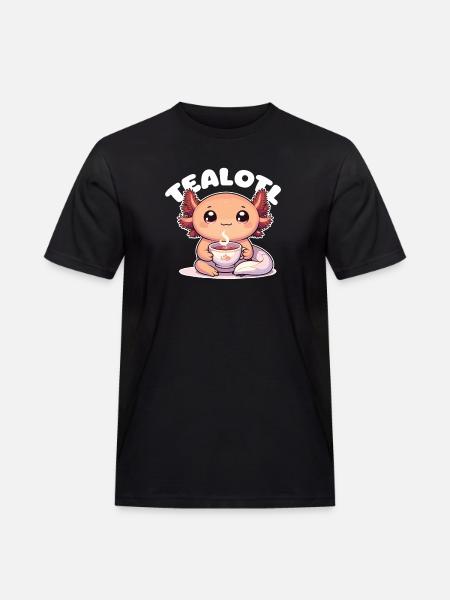 Cute Axolotl Tea Pun Tealotl - Men's Workwear T-Shirt - black