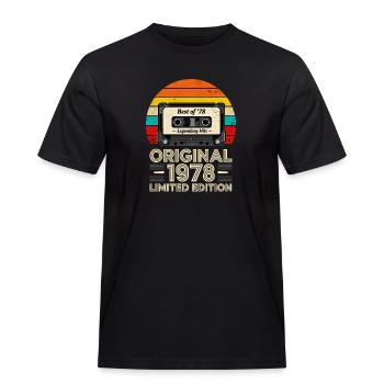 Original 1978 Limited Edition Legendary Hits - Männer Workwear T-Shirt - Schwarz - Vorne - AI Model Male 178 light (178cm)
