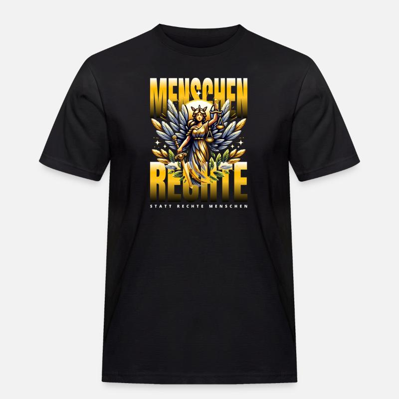 Menschenrechte Statt Rechte Menschen Statement - Männer Workwear T-Shirt - Schwarz