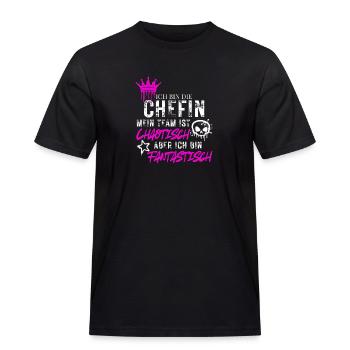 Chefin chaotisches Team fantastisch Spruch - Männer Workwear T-Shirt - Schwarz - Vorne - AI Model Male 178 light (178cm)