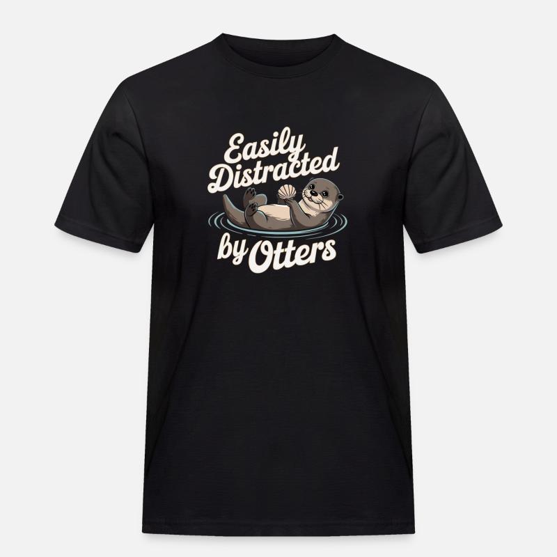 Easily Distracted by Otters - Männer Workwear T-Shirt - Schwarz