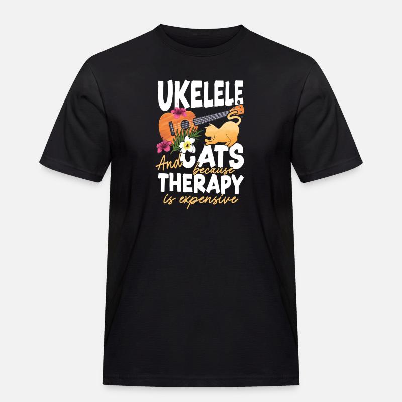 Hawaiian Ukulele Uke Cat Ukulele - Männer Workwear T-Shirt - Schwarz