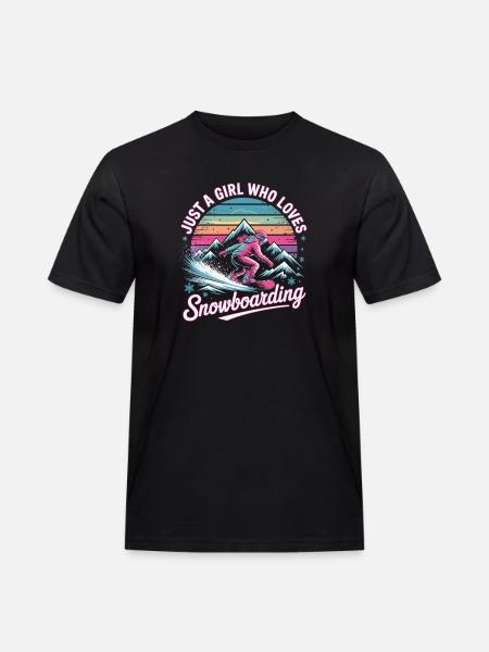 Retro snowboarding: Girl loves the slopes - Men's Workwear T-Shirt - black