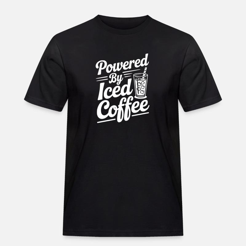 Angetrieben von Eiskaffee - Männer Workwear T-Shirt - Schwarz