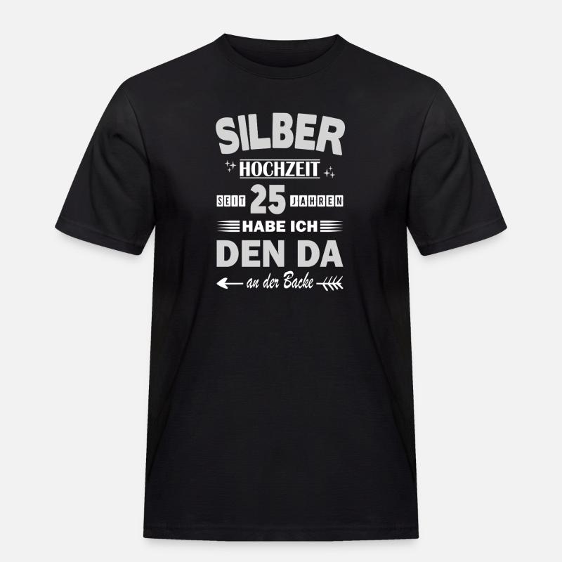 Silberhochzeit 25 Hochzeitstag Jahrestag Ehemann - Männer Workwear T-Shirt - Schwarz