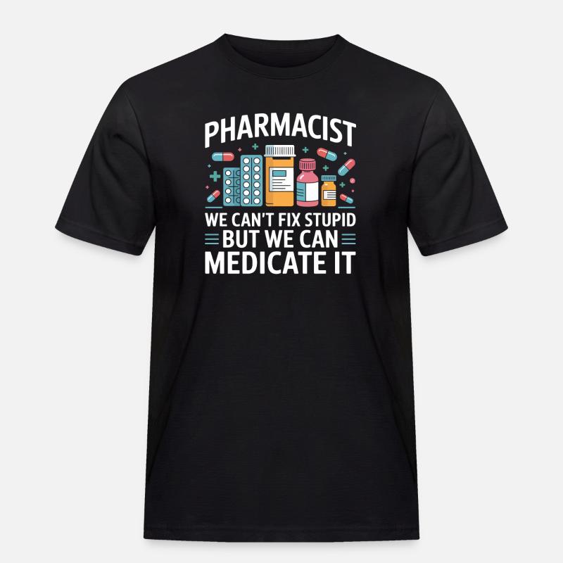 Apotheker Spruch: Medicate It - Männer Workwear T-Shirt - Schwarz