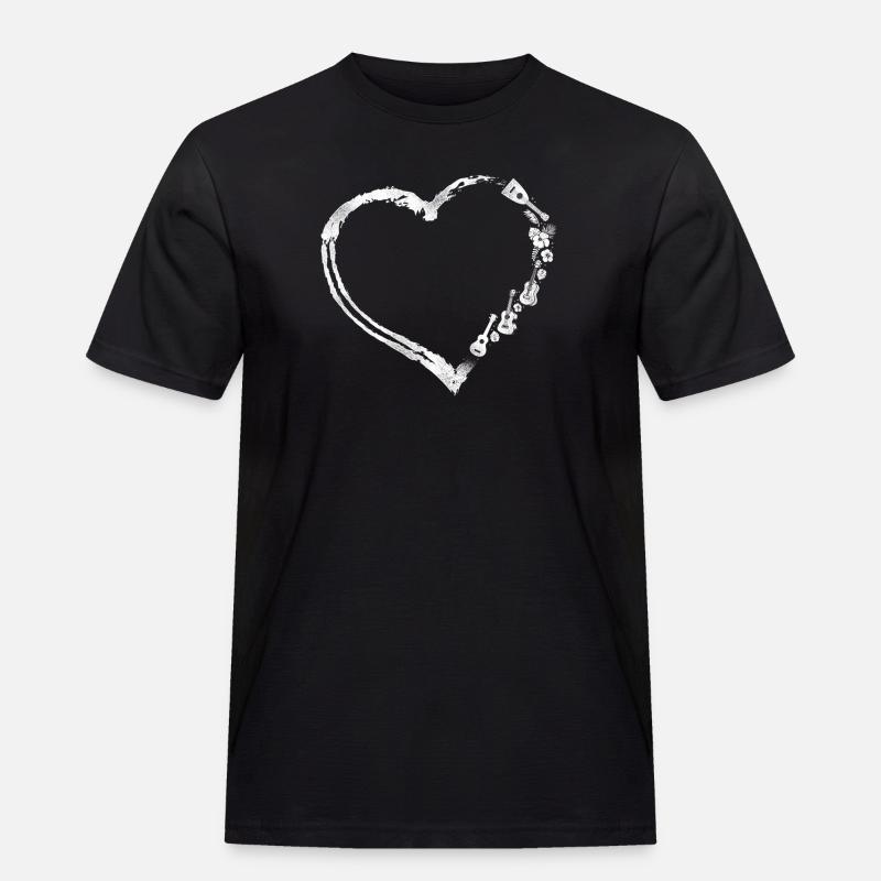 Hawaiian Ukulele Uke Heart - Männer Workwear T-Shirt - Schwarz