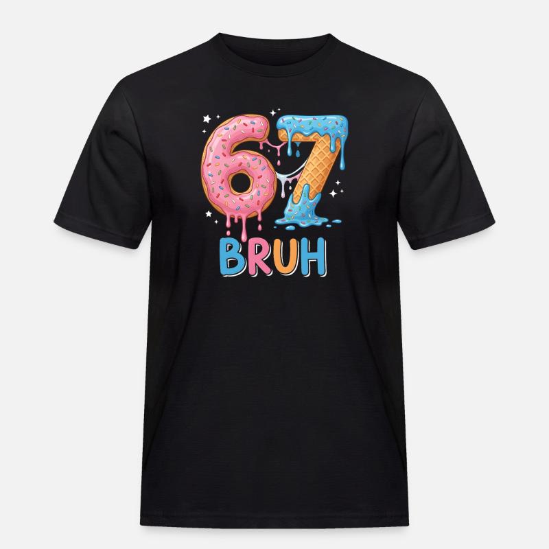 67 Bruh Eis-Donut - Männer Workwear T-Shirt - Schwarz