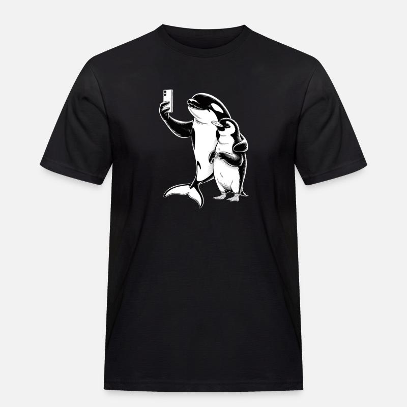 Orca und Robbe - Männer Workwear T-Shirt - Schwarz