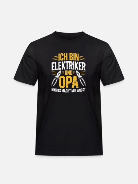 Ich bin Elektriker und Opa  - Männer Workwear T-Shirt - Schwarz