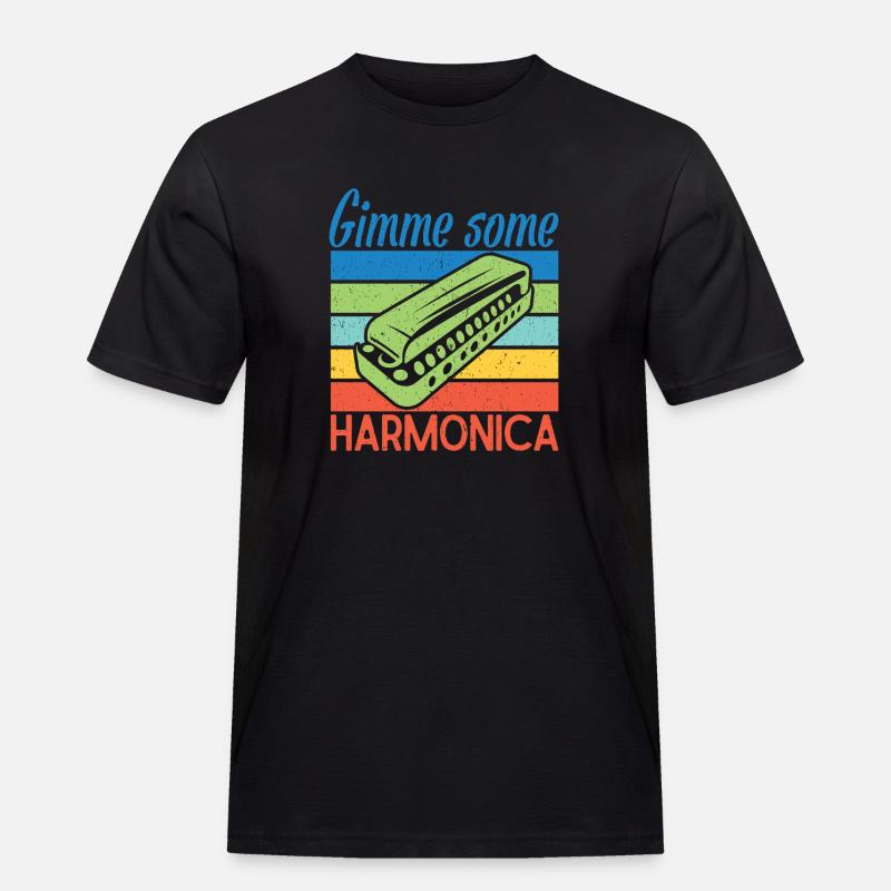 Funny Harmonica Player Gimme Some Harmonica - Männer Workwear T-Shirt - Schwarz