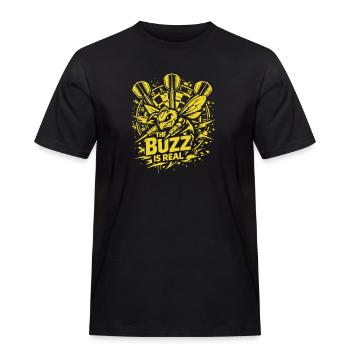 Ally Pally | The Buzz ist Real - Darts Turnier - Männer Workwear T-Shirt - Schwarz - Vorne - AI Model Male 178 light (178cm)
