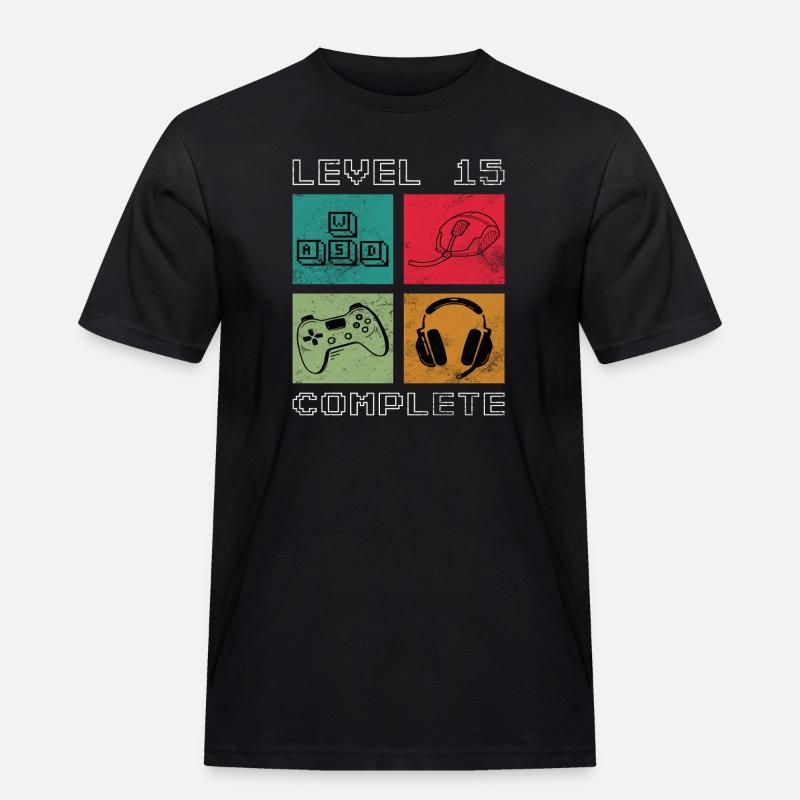Level 15 Complete - Männer Workwear T-Shirt - Schwarz