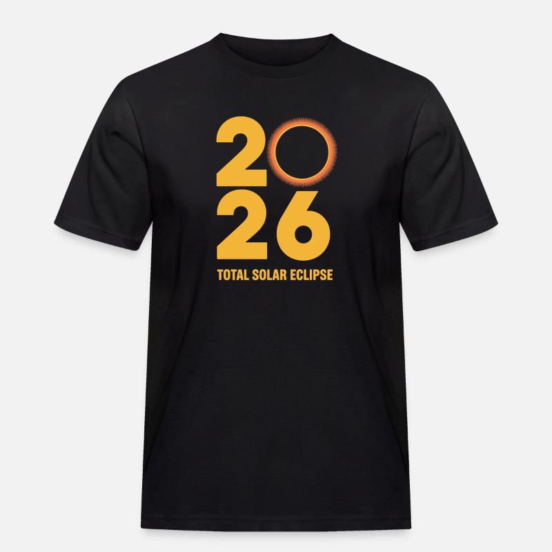 2026 Total Solar Eclipse Path Retro - Männer Workwear T-Shirt - Schwarz