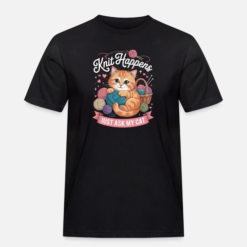 Kätzchen Strickzauber Garnliebe - Männer Workwear T-Shirt - Schwarz