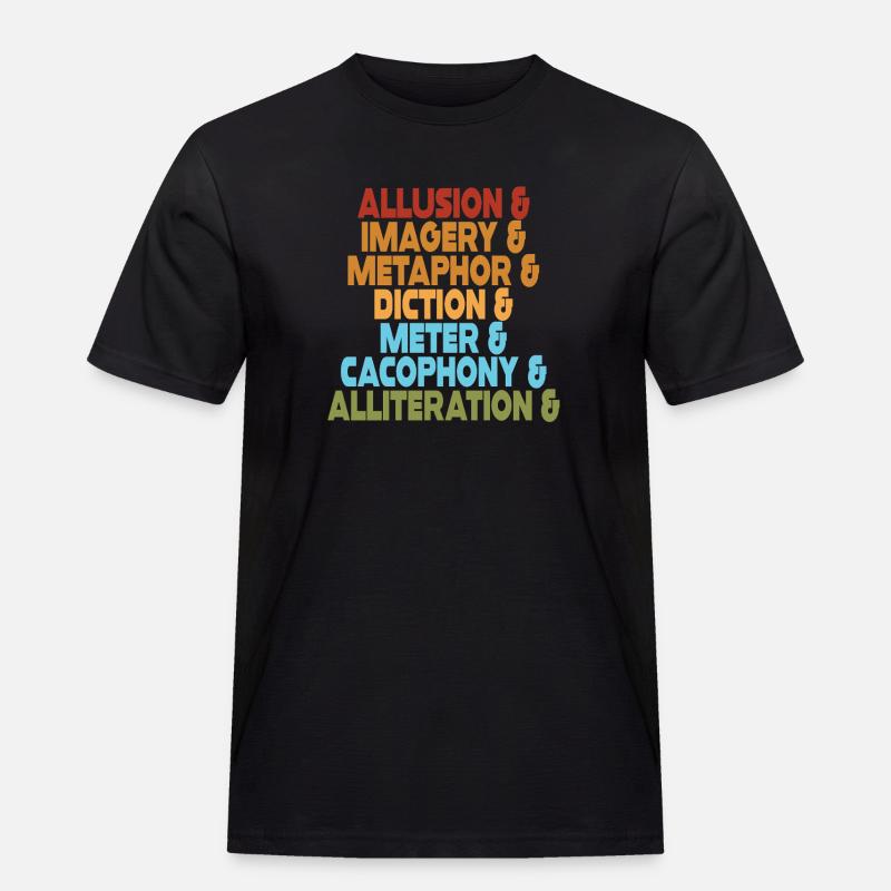 Literarische Mittel Typografie-Stack - Männer Workwear T-Shirt - Schwarz