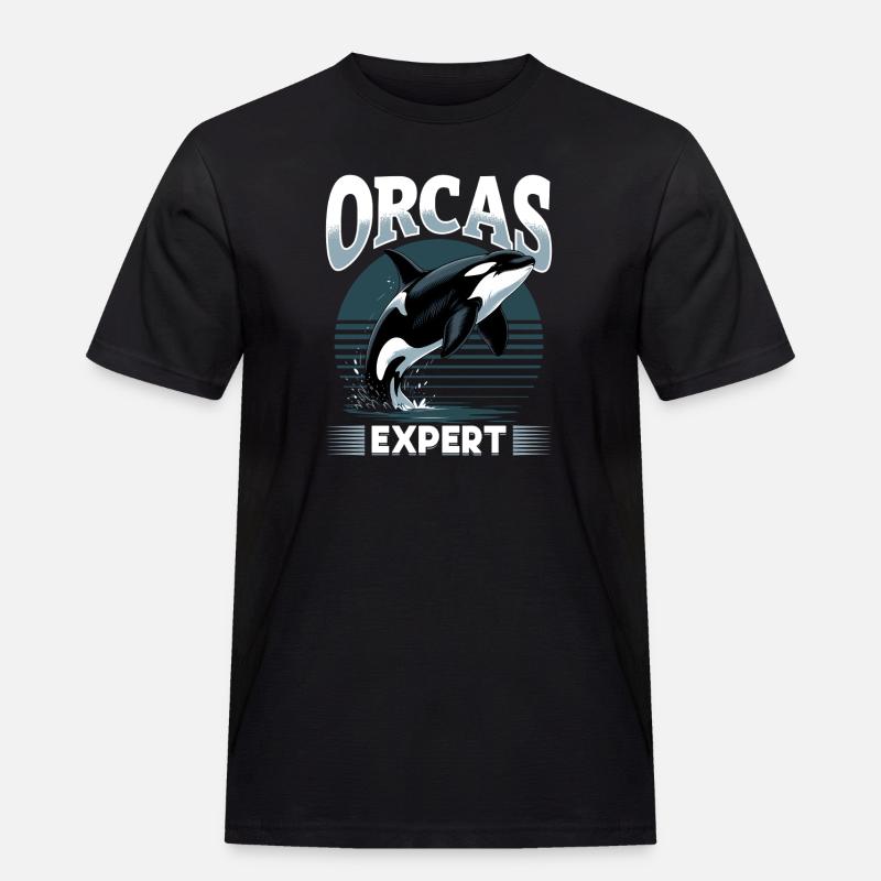 Funny Orca - Männer Workwear T-Shirt - Schwarz