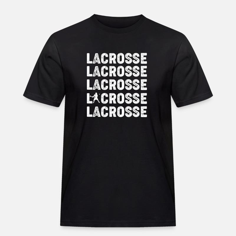 Lacrosse Repeated Text Bold Design - Männer Workwear T-Shirt - Schwarz