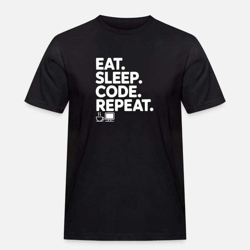 Iss. Schlaf. Code. Wiederholen. - Männer Workwear T-Shirt - Schwarz