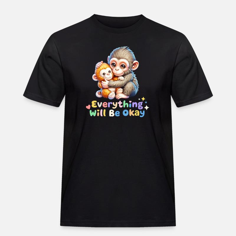 Alles wird gut, Affen-Duo - Männer Workwear T-Shirt - Schwarz