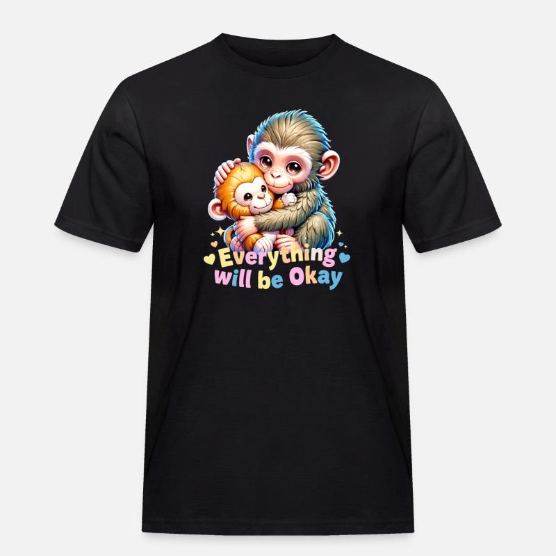 Everything Will Be Okay Monkey Hug - Men's Workwear T-Shirt - black