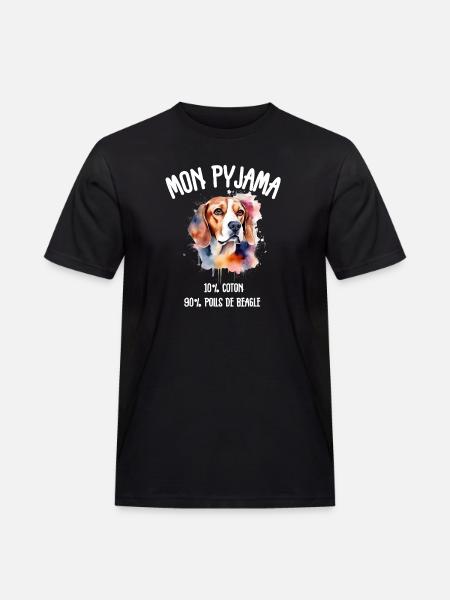 Hundepyjama, Beagle-Humor - Männer Workwear T-Shirt - Schwarz