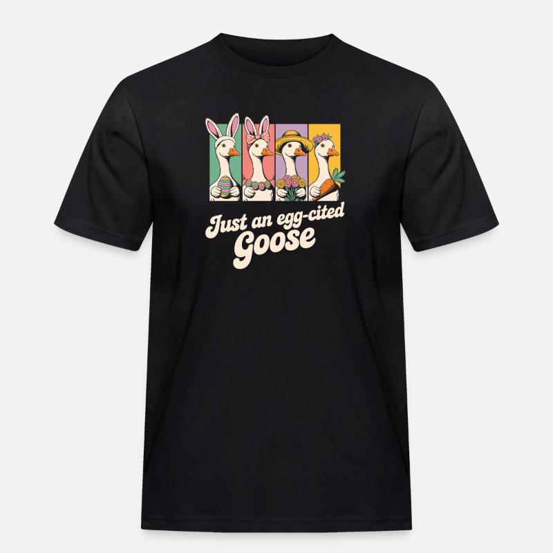 Just an egg-cited Goose Panels - Männer Workwear T-Shirt - Schwarz