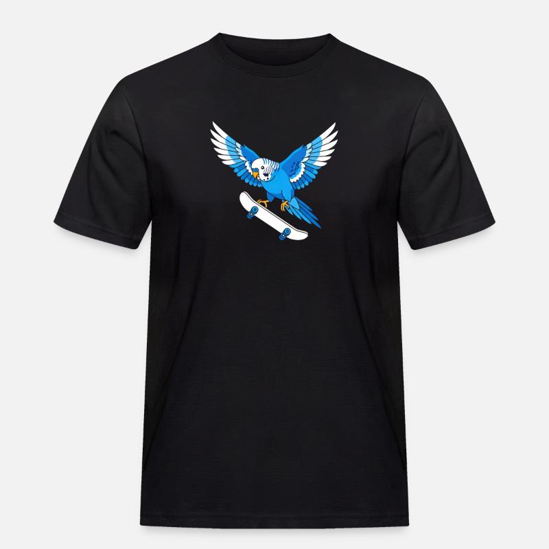 Blauer Papagei auf Skateboard - Männer Workwear T-Shirt - Schwarz