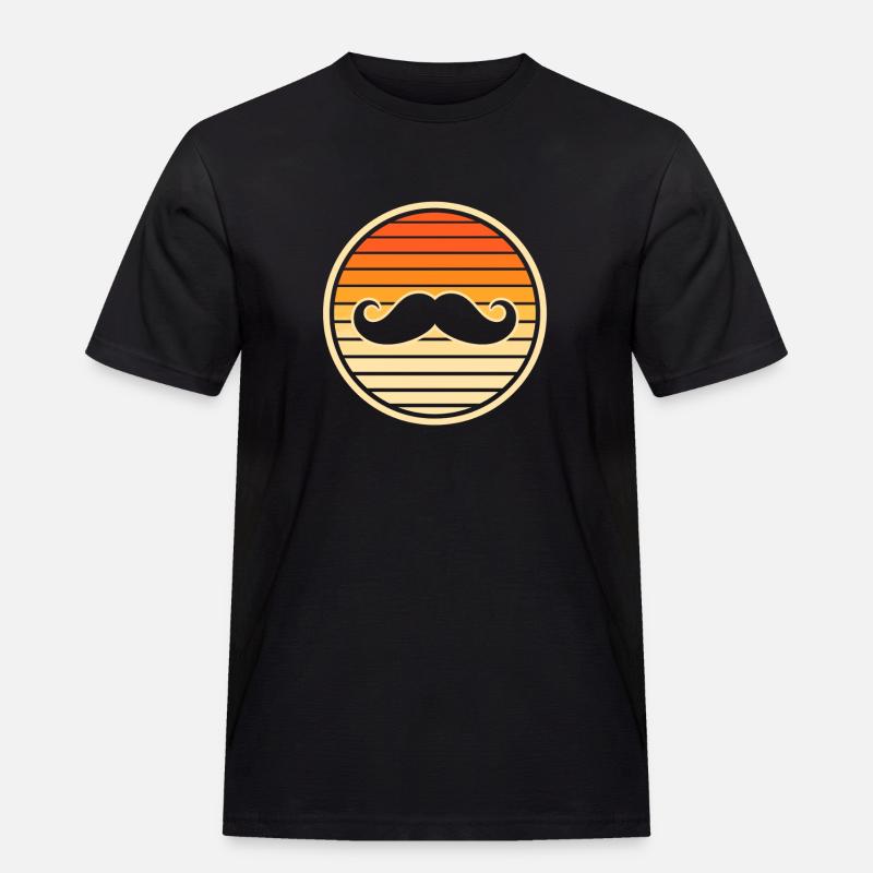 Retro trendiger Schnurrbart Sunset Hipster - Männer Workwear T-Shirt - Schwarz