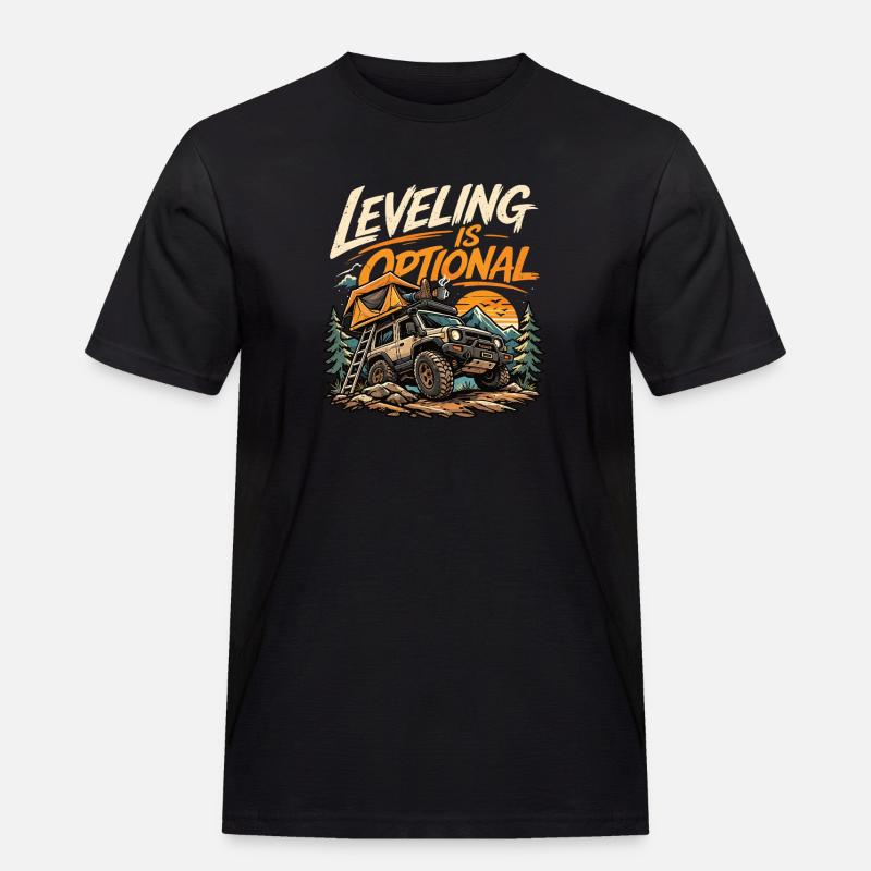Leveling Is Optional – Offroad Camping Abenteuer  - Männer Workwear T-Shirt - Schwarz