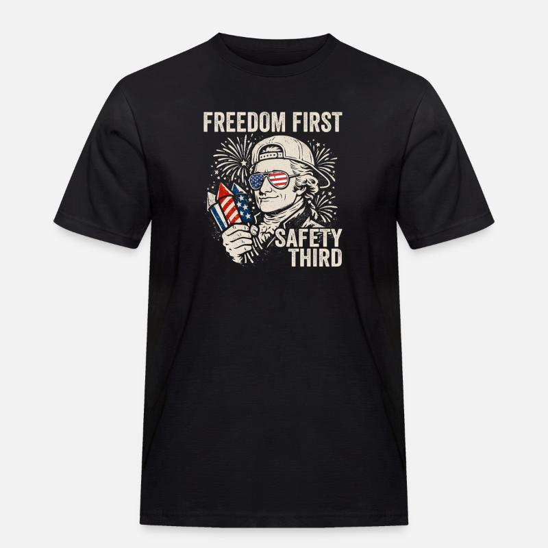 Freedom First, Security Third, Ham - Men's Workwear T-Shirt - black