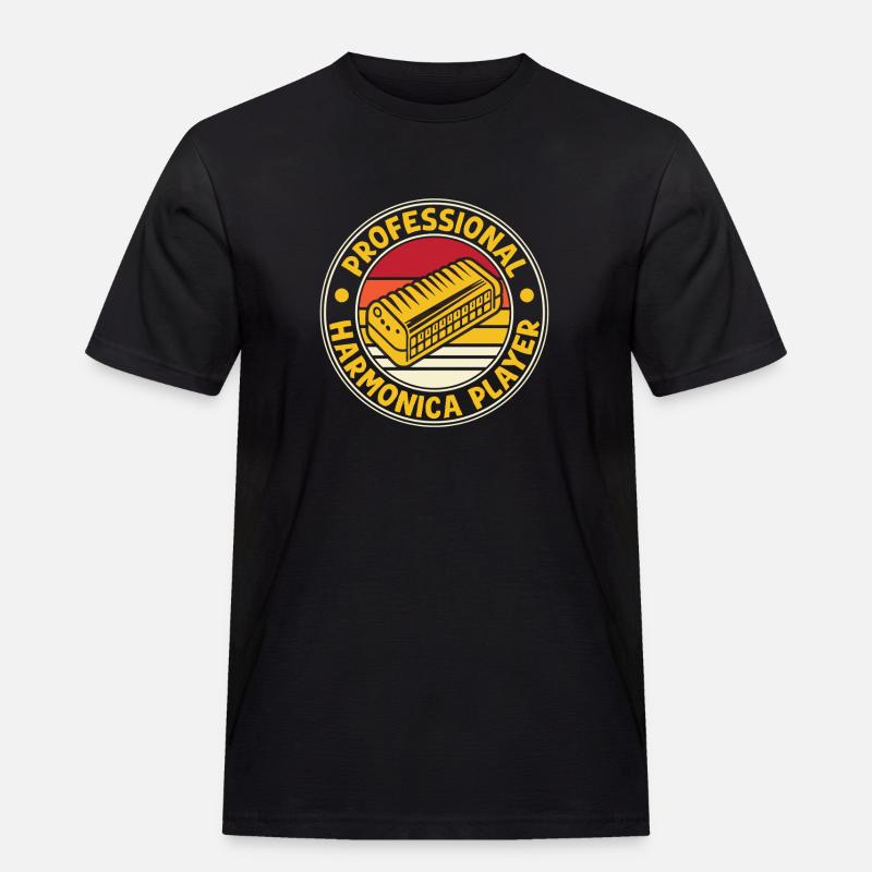 Funny Harmonica Player Professional Harmonica - Männer Workwear T-Shirt - Schwarz