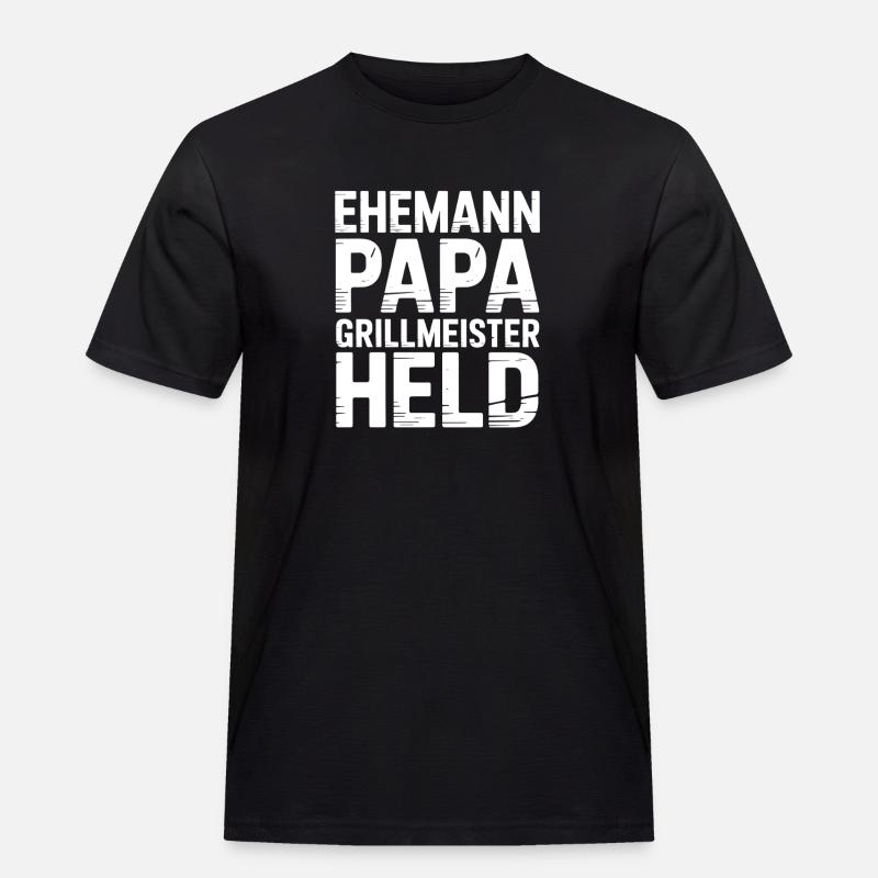 Papa Ehemann Grillheld Grillmeister Geschenk - Männer Workwear T-Shirt - Schwarz