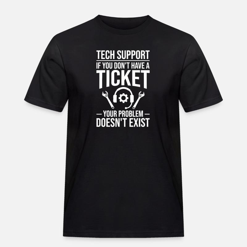 Technik-Support-Ticket-Meme - Männer Workwear T-Shirt - Schwarz