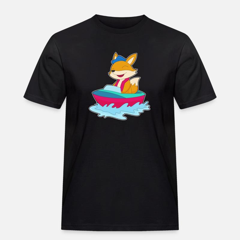 Fuchs kleines Boot - Männer Workwear T-Shirt - Schwarz