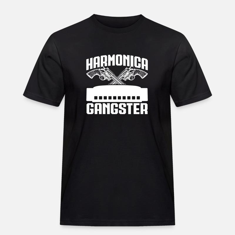 Harmonica Musican Gangster Harmonica - Männer Workwear T-Shirt - Schwarz