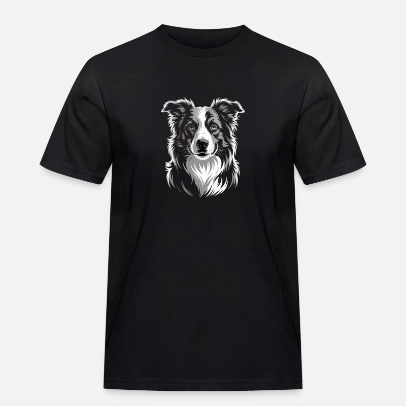 Boder Collie - Männer Workwear T-Shirt - Schwarz