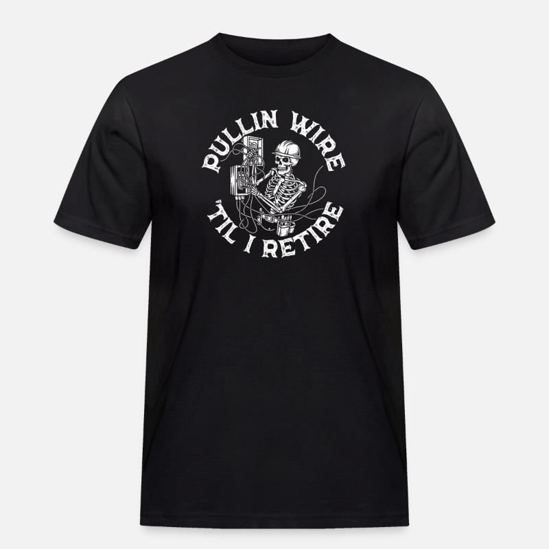 Skelett Technik Drahtwerk Elektriker Pullin Wire - Männer Workwear T-Shirt - Schwarz