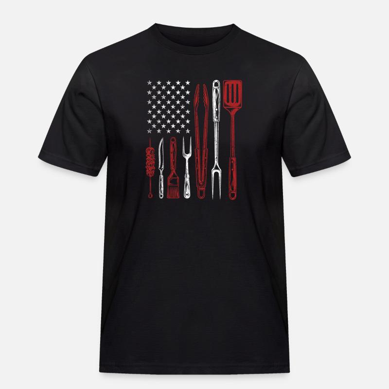 BBQ Grill Tools US Flag Pitmaster - Men's Workwear T-Shirt - black