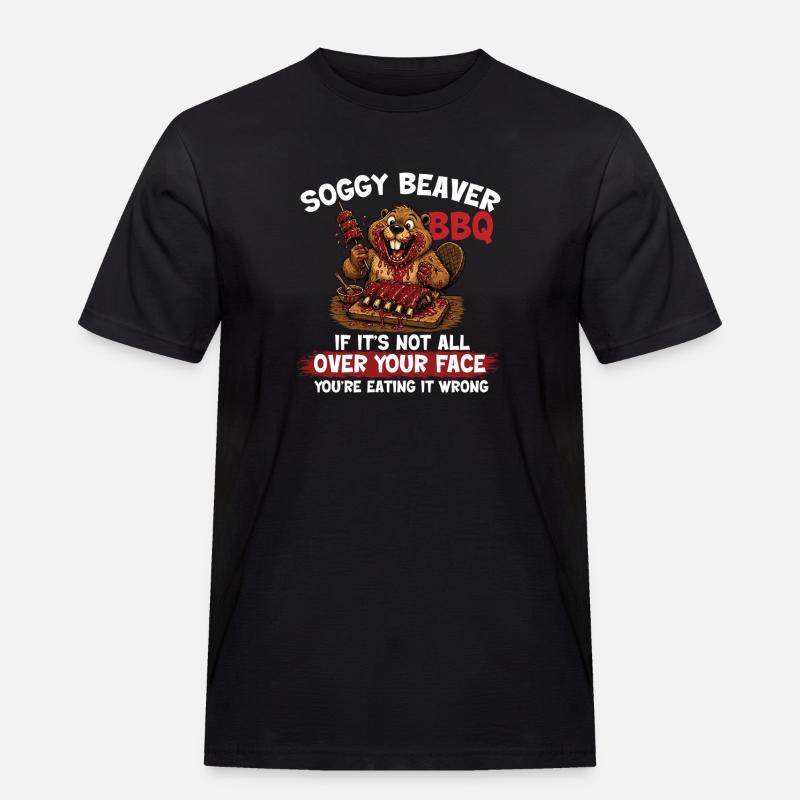 Weicher Biber-BBQ Lustiger Pitmaster - Männer Workwear T-Shirt - Schwarz