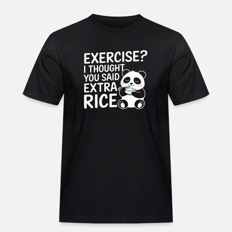 Panda fordert Extra Reis - Männer Workwear T-Shirt - Schwarz